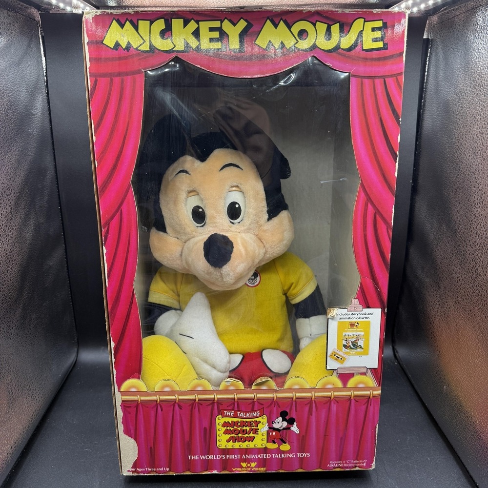 Vintage Worlds Of Wonder Talking Mickey Mouse Plush Toy Medium Vintage